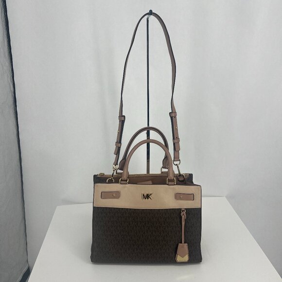 Michael Kors Reagan Large Satchel Signature Brown - Picture 1 of 16